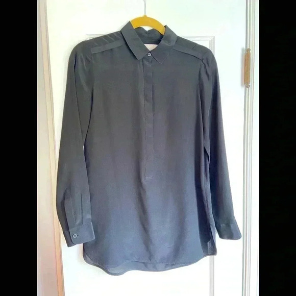 Banana Republic Black Silk Tunic Dress Shirt - Picture 1 of 3